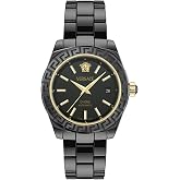 Versace DV One Collection Luxury Womens Watch Timepieces with a Black Bracelet and Dial Featuring a Black Ceramic Case