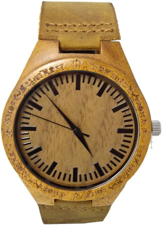 KahalaHandmade Acacia Koa Wood with Hawaiian Petroglyphs and Cowhide Strap Brand - HGW-26AK45