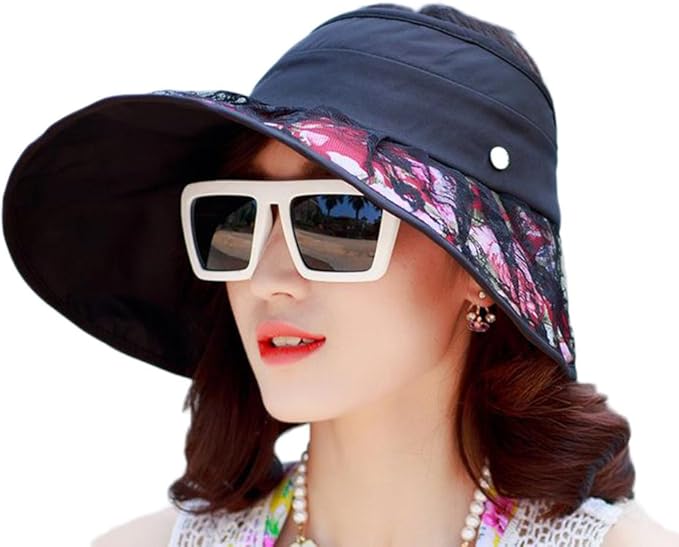 Amazon デマ クト De Markt レディース 帽子日焼け止め Uvカット 日除け帽子 折りたたみ アウトドア 通気 つば広 空頂 携帯便利 農作業 夏 女性用 サイズ調整可能 バイザー 通販