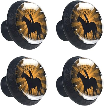 Vaquero, equitación, caballo en el camino 4 Piezas Perilla del Cajón