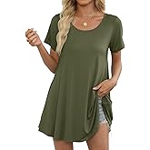 BELAROI Plus Size Tunic Tops Women Summer Casual Short Sleeve Shirts for Leggings Loose Fit Flowy Scoop Neck
