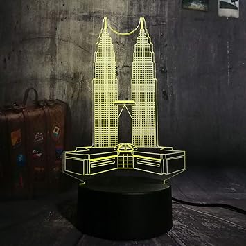 Amazon Com Jfsjdf 3d Led Night Light Petronas Twin Towers Desk