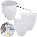 WMKGG Ultra Fine Mesh Strainer Bags, Reusable 80 Mesh Filter Bags with Stainless Steel Handle Frame for Filter NutMilk, Coffe