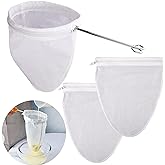 WMKGG Ultra Fine Mesh Strainer Bags, Reusable Mesh Filter Bags with Stainless Steel Handle Frame for Filter NutMilk, Coffee, 