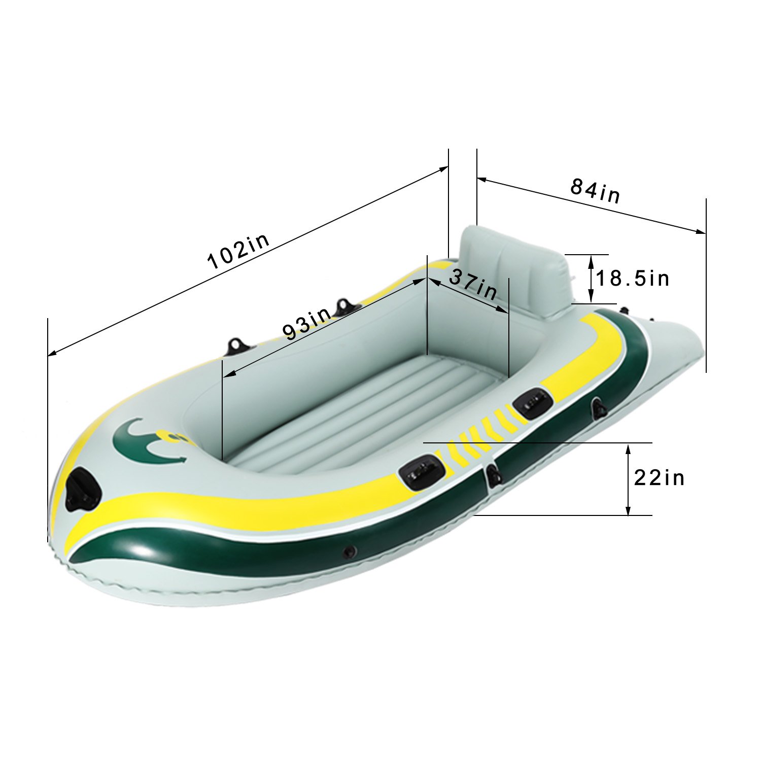 Yuebo Inflatable Boat, Blow Up Boat with Oars, Air Pump and Grab Rope (3-person)