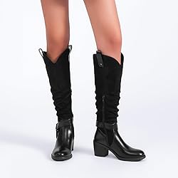 Ruiee Women's Heeled Knee High Boots, Chunky Block