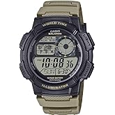 Casio AE-1000W Series | Men’s Digital Watch | Black/Gray | 100M WR | World Time | Multi Time Display | Countdown Timer | Stopwatch | LED Backlight | Auto Calendar | 5 Alarms | 10 Year Battery