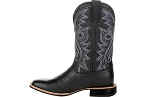 cakiesky Men's Fashion High Tube Embroidery Retro Leather Boots Men's Wide-head Western Cowboy Boots Middle Tube Thick Boots