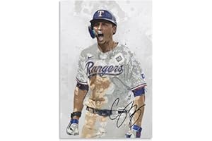 TZUFA Baseball Star Corey Seager World Series 2023 Signed Poster Watercolor Art Canvas Art Poster For High School Classroom Wall Art Wall Art Picture Print Modern Family Bedroom Decor Office Posters. Unfram
