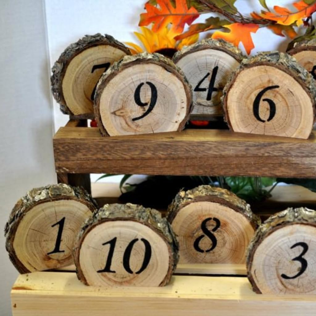 BSTMOME 1-10 Escort Rustic Wooden Table Number Sign for Party Wedding Reception and Table Decorations