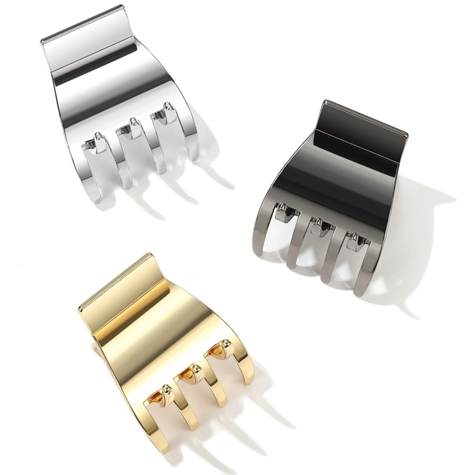 Small Hair Claw Clips Metal Clamps Non-slip Hair Jaw Clip For Women Girls Thick Or Medium Hair Accessories (Black, Gold, Silver)