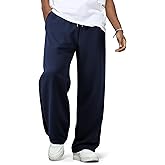 JMIERR Men's Sweatpants Wide Leg Color Block Stripes Tapered Trousers Drawstring Waist Casual Stretch Track Pants
