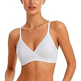 Luckfire V Neck Cotton Bra No Underwire Padded Breathable Comfortable Bras for Women Everyday Triangle Bralette for AAA-B Cup