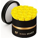 Moss Heart 20 Petite Preserved Roses in Round Box, Forever Roses, Long-Lasting 1+ Year, No Watering, Home Décor Centerpiece, Gift for Her, Birthday or Anniversary