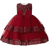 OBEEII Toddler Flower Girl Dress Wedding Prom Party Sparkle Sequin Tulle Dress Prom Princess Sleeveless Pageant Ball Gown
