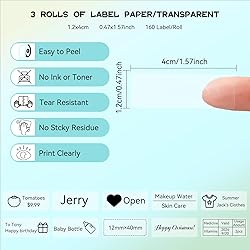 3Rolls D30 Clear Label Tape 12mmx40mm Compatible