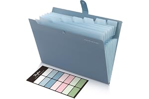 SKYDUE Expanding File Organizer with 8 Pockets, Accordion File Folders with Labels, Portable Document Paper Bill Receipt Organizer, Home College School Office Supplies, Letter Size, Blue
