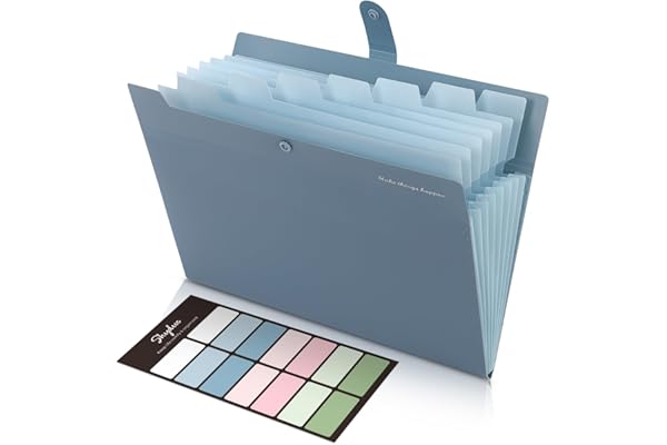 SKYDUE Expanding File Organizer with 8 Pockets, Accordion File Folders with Labels, Portable Document Paper Bill Receipt Orga