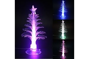 TINNZTES USB Powered 7 Colors Changing Fiber Optic Christmas Tree Xmas Decoration LED Light with a Star on Top