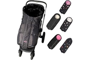 FUNLIFE German Designed Winter Tour Waterproof Stroller Footmuff,Width Adjustable Design Fits Baby Grows Stroller Bunting Bag Toddler 6-36M,Black