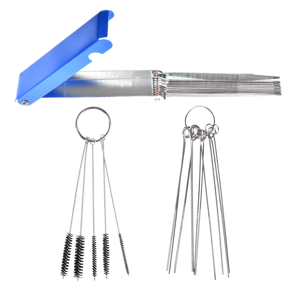 BUYGOO Multi-size Carburetors Cleaning Tool for Small Carb Jets Engine,27 Cleaning Wires Set-10 Cleaning Needles,12 Aluminum Box Through Needle,5 Small Nylon Brushes Tool for Motorcycle ATV Moped