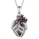 Anatomical Heart Pendant Necklace for Women 925 Sterling Silver Goth Anatomical Heart Necklace Gothic jewelry Gifts for Women
