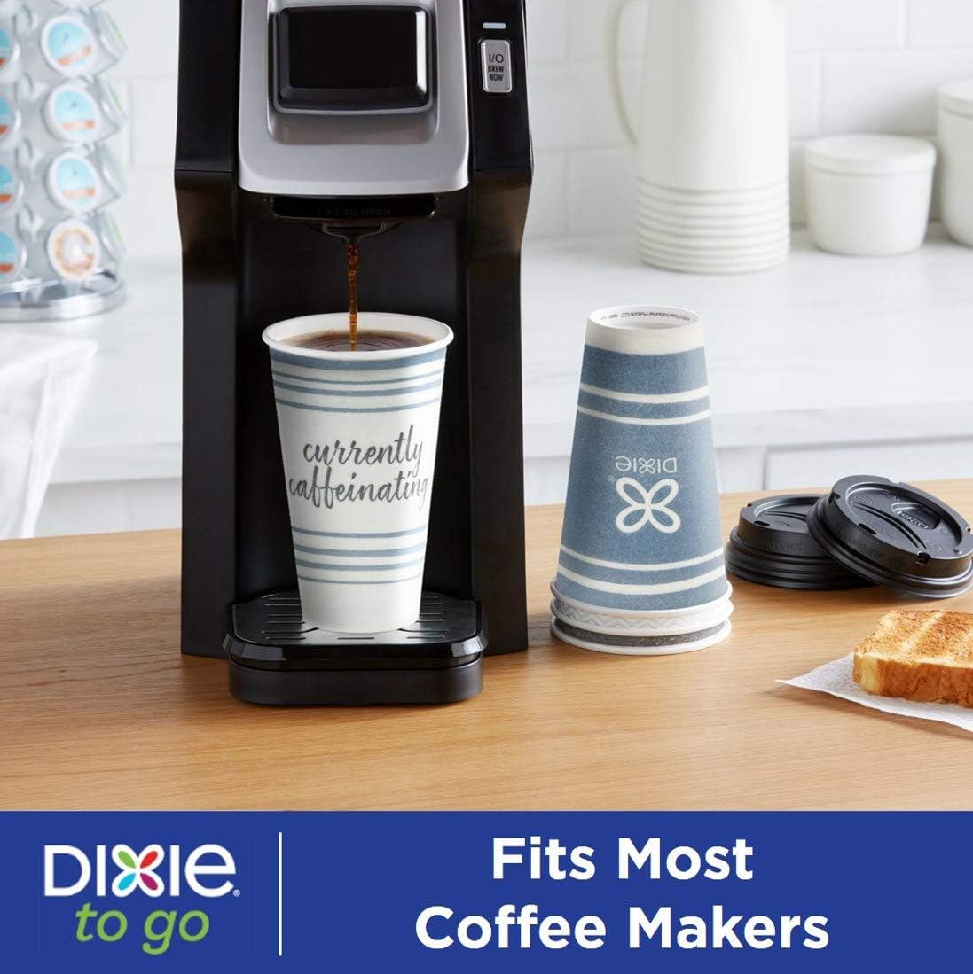 Dixie to Go Disposable Hot Beverage Paper Coffee Cups with Lids, 12 Oz, 156 Count, Assorted Designs, Gold (23710): Health & Personal Care