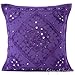 Eyes of India Embroidered Decorative Boho Throw Pillow Cover with Mirrors, Handmade Bohemian Accent Cushion Case for Sofa Couch Bedroom Living Room (Purple, 16