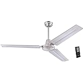 Westinghouse 7238100 Jax, Modern Industrial Style Ceiling Fan with Remote Control, 56 Inch, Brushed Nickel Finish