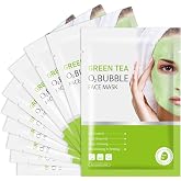 IREV 10 Pack Green Tea O2 Bubble Face Masks Sheet, Bubble Facial Mask, Foaming Face Mask, Purifying Facial Mask for Acne and Pores, Moisturizing Spa Face Masks Skincare, Brightening Beauty Masks