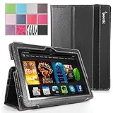 Kindle Fire HDX 7 Case - Poetic Kindle Fire HDX 7 Case [SlimBook Series] - [SlimFit] [Professional] PU Leather Slim Folio Case for Amazon Kindle Fire HDX 7 (2013) Black (3 Year Manufacturer Warranty From Poetic)