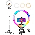 UBeesize 12'' RGB Selfie Ring Light with 62’’ Tripod Stand for Video Recording＆Live Streaming(YouTube, Instagram, TIK Tok), Compatible with Phones, Cameras and Webcams