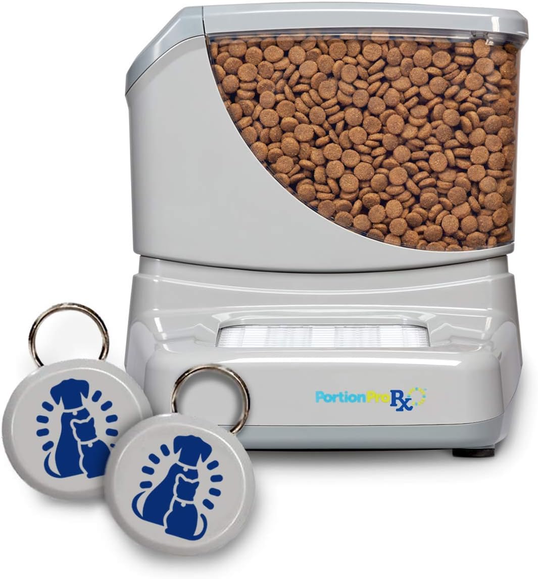 PortionProRx - Automatic Pet Feeder (for Dogs and Cats) - Prevents Food Stealing Among Multiple Pets and Delivers Scheduled Meals