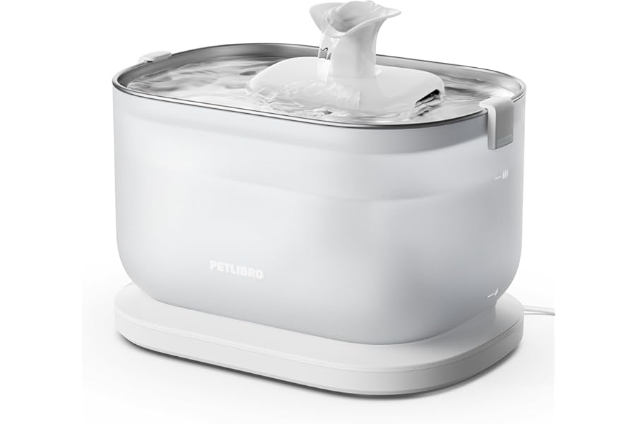 PETLIBRO Cat Water Fountain Stainless Steel Tray, Wireless Pump Cat Fountain, Ultra Quiet Pet Water Fountain, 2.5L Automatic Water Dispenser for Cats, Dual Flow Cat Water Dispenser Easy to Clean