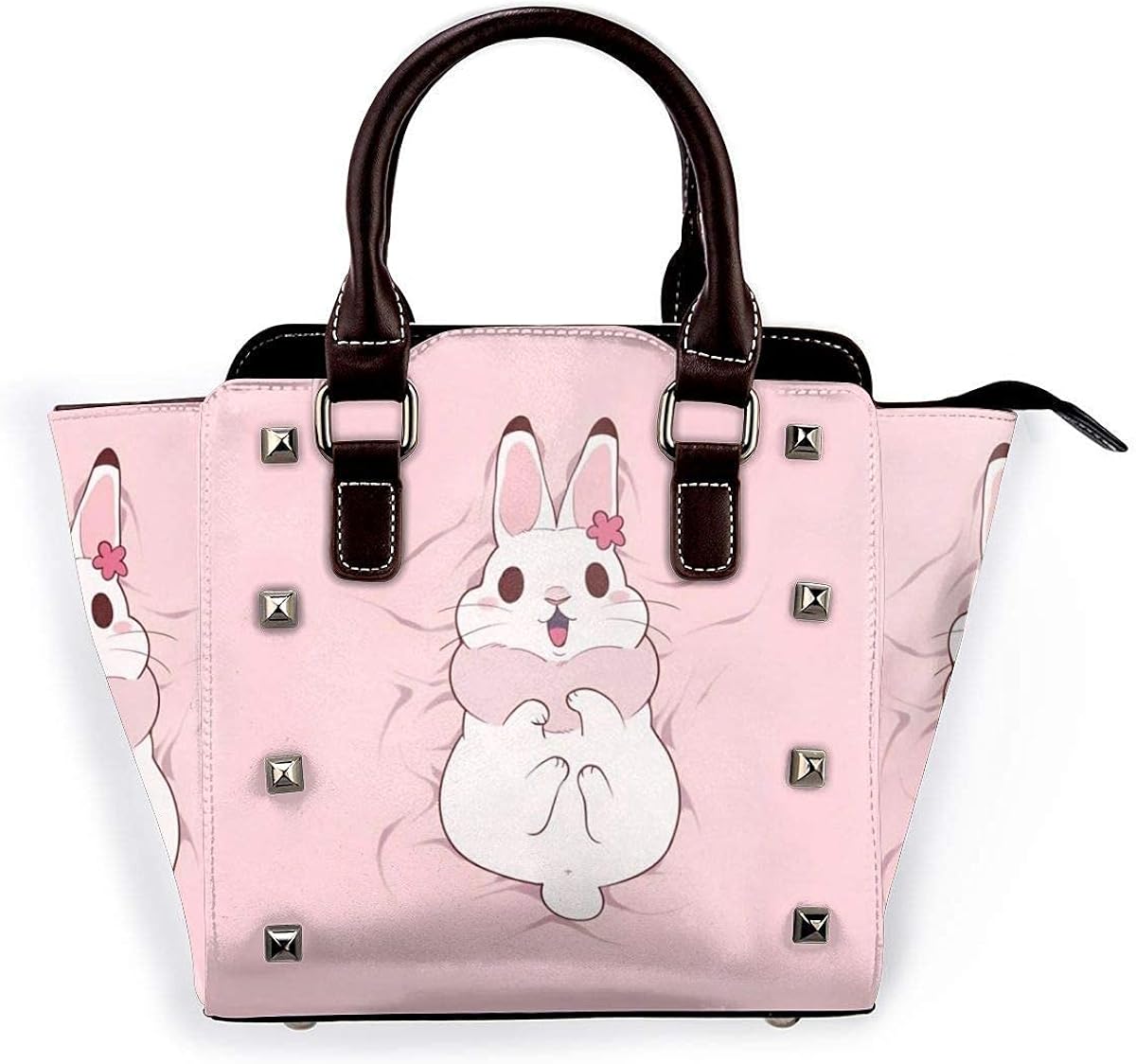 Bunny Rabbit Pink Collar Ladies rivet handbags, leather shoulder bags
