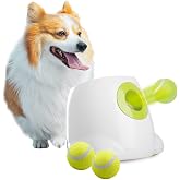 ALL FOR PAWS Automatic Dog Ball Launcher, Interactive Fetch Toy for Small to Medium Dogs, Pet Thrower Machine for Indoor &amp; Outdoor Play, 3 Pcs 2-Inch Balls Included