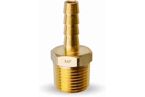 MAACFLOW MAACFLOW Brass 3/8" Male NPT to 1/4" Hose ID Barb Barbed Hose Fitting Adaptor Connector (Pack of 1)