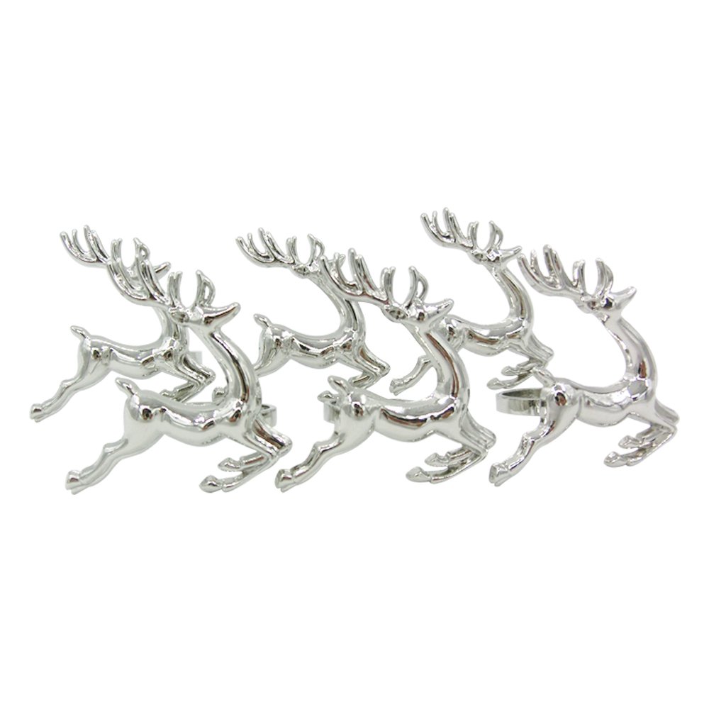 Elehere Silver Deer Napkin Rings Holders for Dinners Parties Everyday Home Table Decoration Accessory Adornment For Wedding Set of 6