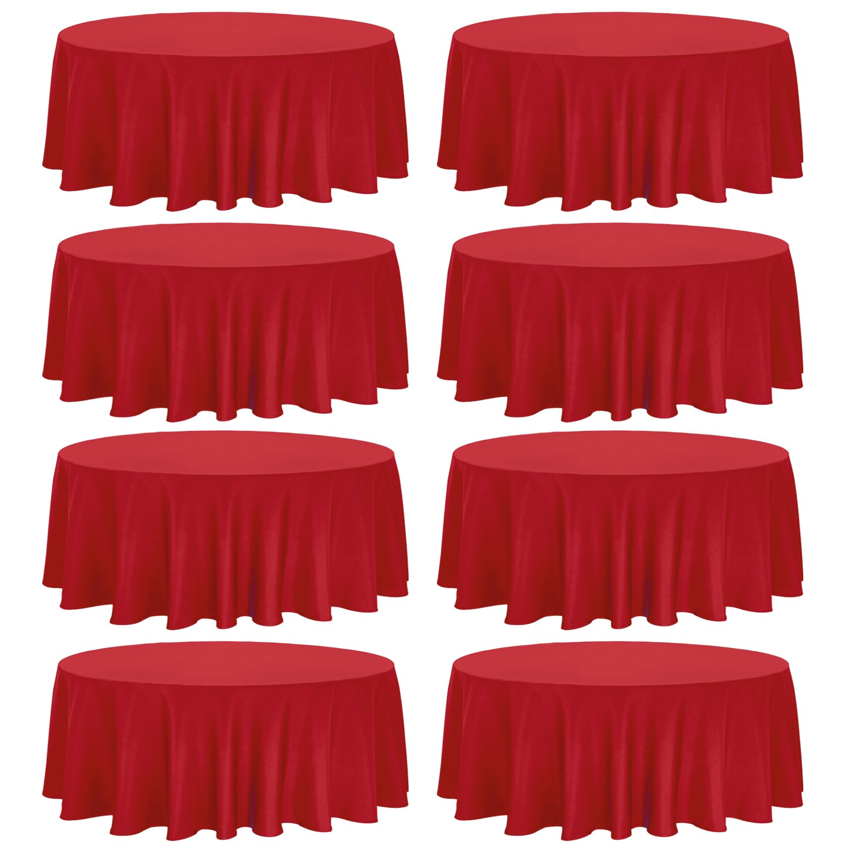 Photo 1 of 8 Pack Premium Round Tablecloth - 108 Inch Red Table Covers - Bulk Washable Polyester Fabric - Wedding Party Reception Banquet Buffet Restaurant