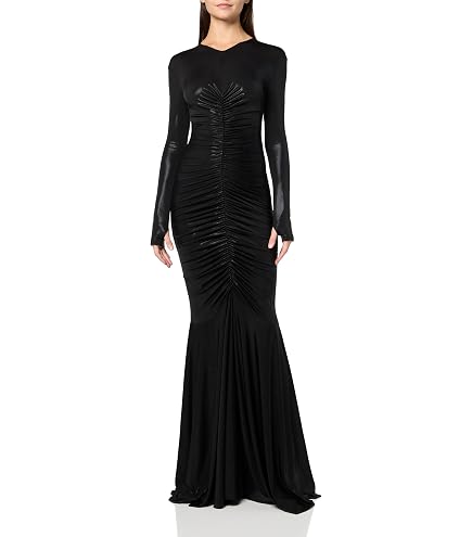 Off Shoulder Ribbon Sleeve Fishtail Gown, Plum, XS : Clothing, Shoes & Jewelry