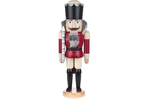 Seiffener Volkskunst German nutcracker King ash-tree red, height 39 cm / 15 inch, original Erzgebirge by SV 11211/1