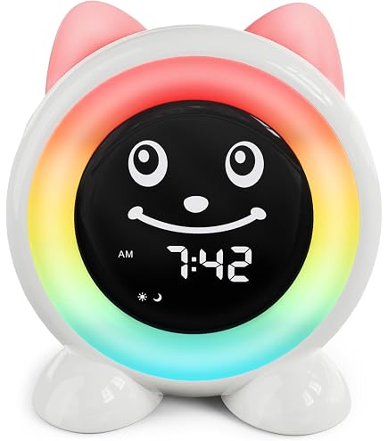 Réveil Enfant Beautiebeam – OK To Wake, Veilleuse 11 Couleurs, Berceuses, Double Alarme, USB