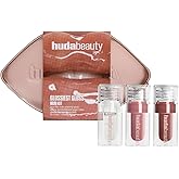 Huda Glossiest Gloss Mini Kit - Faux Filler Extra Shine Lip Gloss - Glassy, Bombshell and Sugar Baby - 0.06 fl oz / 1.9 mL each