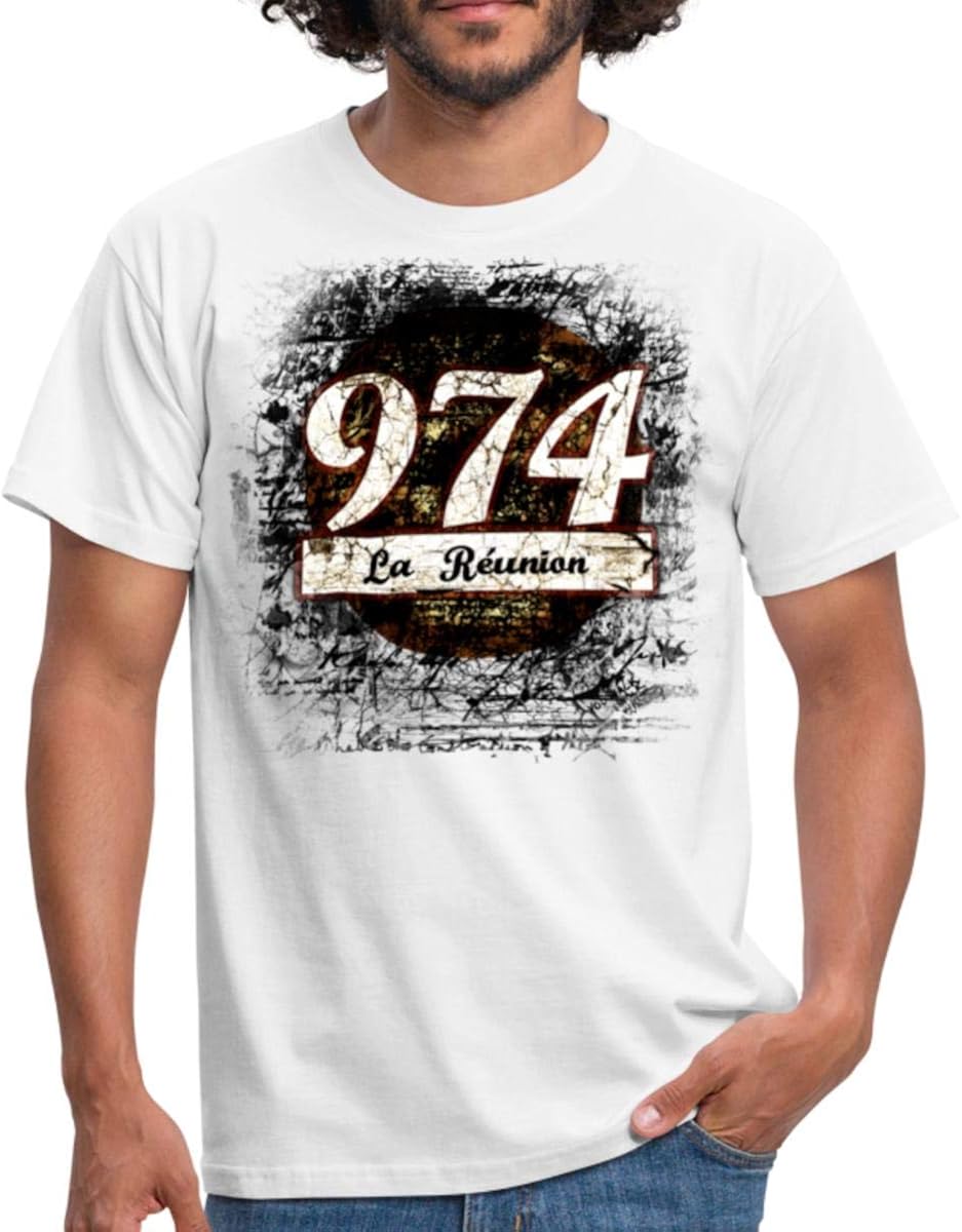 T-shirt Réunion 974 – Noir Et Or Métallisé, Dashop
