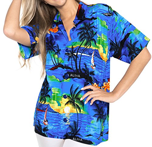 Hawaiian beachwear shirt gift for women short sleeves button down…