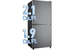 Anypro Fridge with Bottom Freezer and Drawer, 4.0 Cu.Ft Double Door Refrigerator with 7 Adjustable Temperature Settings for Bedroom, Dorm, Office, Apartment, Large Capacity, Black
