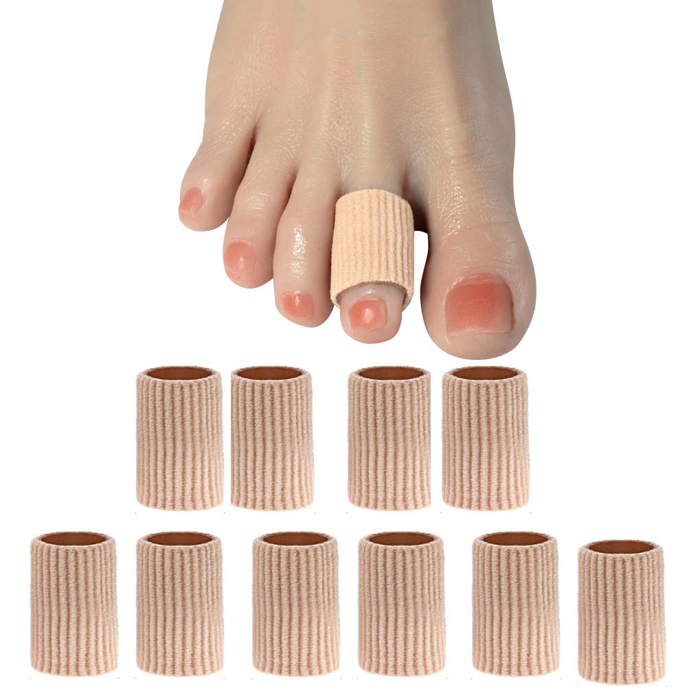 DYKOOK Gel Lined Toe Tubes Sleeves 10 Pcs, Made of Elastic Fabric Lined with Silicone Gel. Toe Sleeve Protectors Relief Toe Pressure