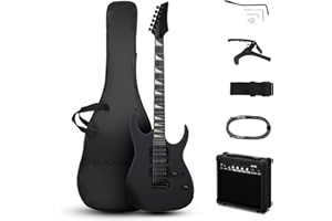 Ktaxon 39" Electric Guitar with 20Watt Amp, Full Size 170 Model Starter Guitar Kit for Beginners & Professionals W/Bag, Strap, Upgrade Cable, Guitar Capo, Tremolo Arm - Matte Back