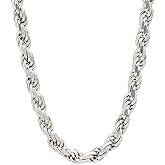 Savlano 925 Sterling Silver 6mm Solid Italian Rope Diamond Cut Twist Link Chain Necklace with Gift Box for Men & Women - Made in Italy