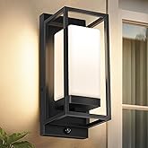 RAYVO Modern Outdoor Wall Light with Dusk to Dawn Sensor, Waterproof Exterior Light Fixture with E26 Base, 3000K LED Bulb Inc